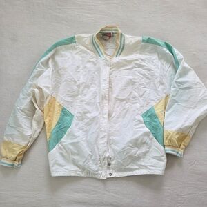 Vintage Colorblock Casual Thin Jacket Nautical Womens Medium Large Yellow Green